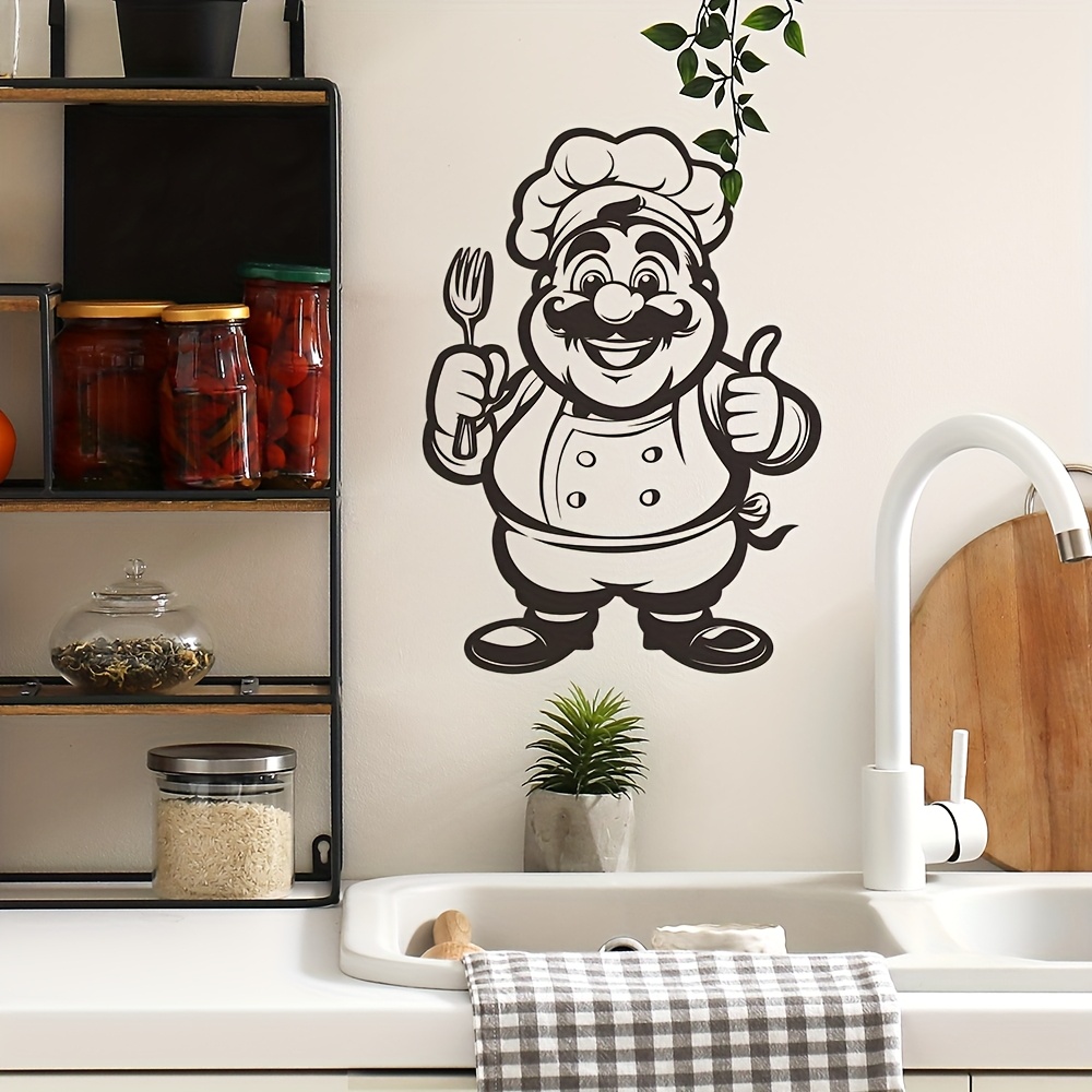 Home Bathroom Tiles Design - 엄지척 자세를 활용한 장난스러운 요리사 디자인,