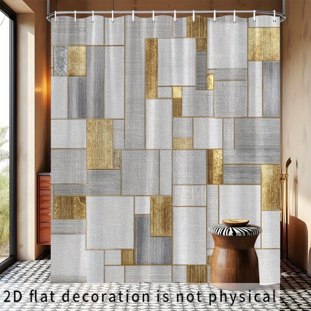 Home Bathroom Tiles Design - 방수 기하학적 추상 타일 샤워 커튼