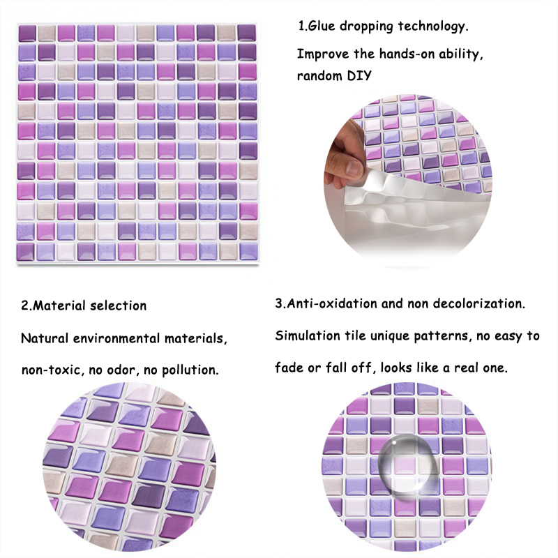 3D 모자이크 벽 벽화 타일 스티커, 자체 접착 방수  - Home Bathroom Tiles Design 리뷰 및 가격
