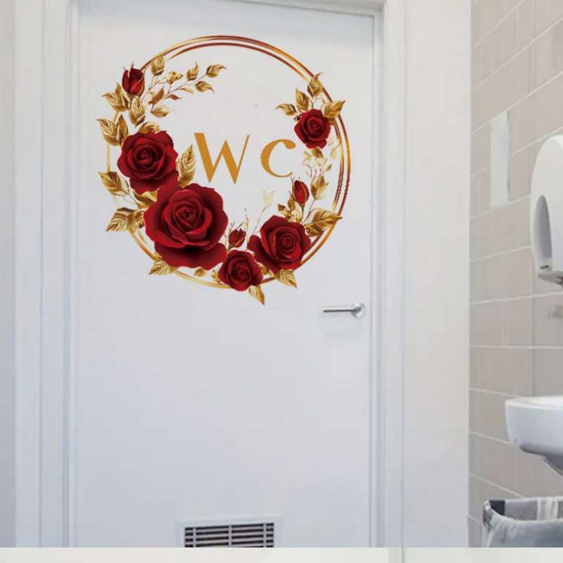 크리 에이 티브 레드 골드 꽃 욕실 스티커 벽 데칼 홈 - Home Bathroom Tiles Design 리뷰 및 가격