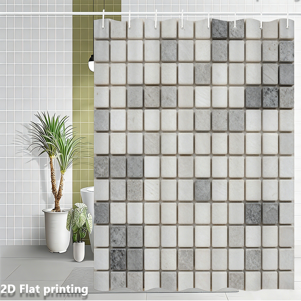 대형 지하철 타일 프린트 샤워 커튼 방수 욕실 커튼 모 - Home Bathroom Tiles Design 리뷰 및 가격