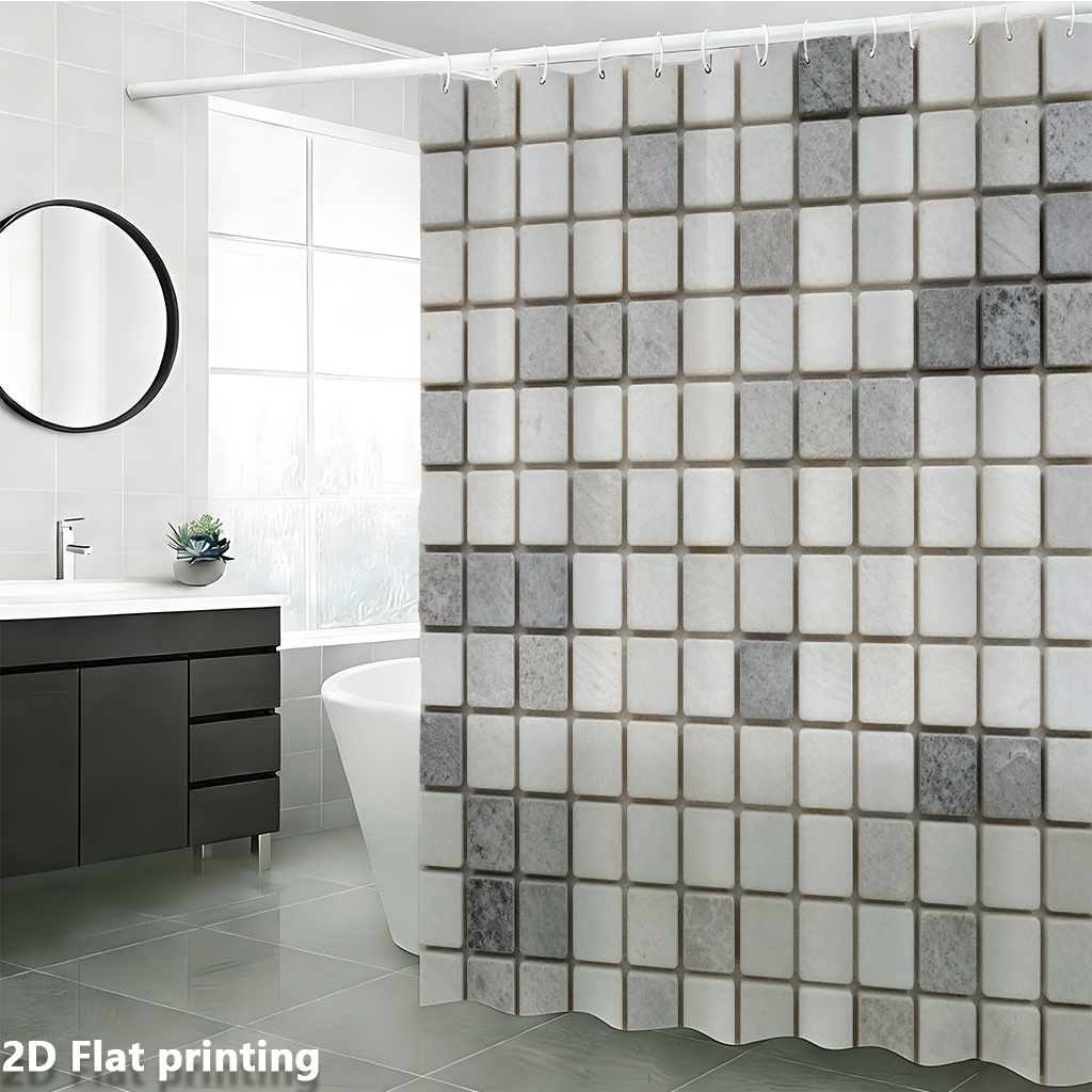 대형 지하철 타일 프린트 샤워 커튼 방수 욕실 커튼 모 - Home Bathroom Tiles Design 리뷰 및 가격