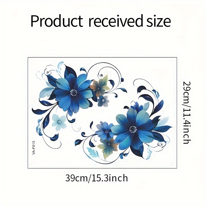 2D 평면 1개입 시골풍 꽃무늬 테마 벽 스티커, 파란 - Home Bathroom Tiles Design 리뷰 및 가격