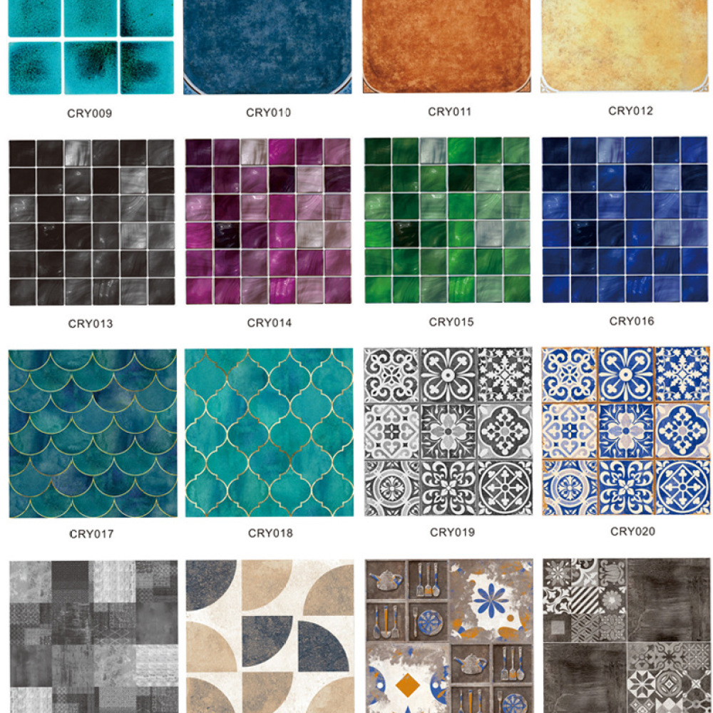 레트로 모자이크 타일 스티커 자체 접착 PVC 데칼 방 - Home Bathroom Tiles Design 리뷰 및 가격