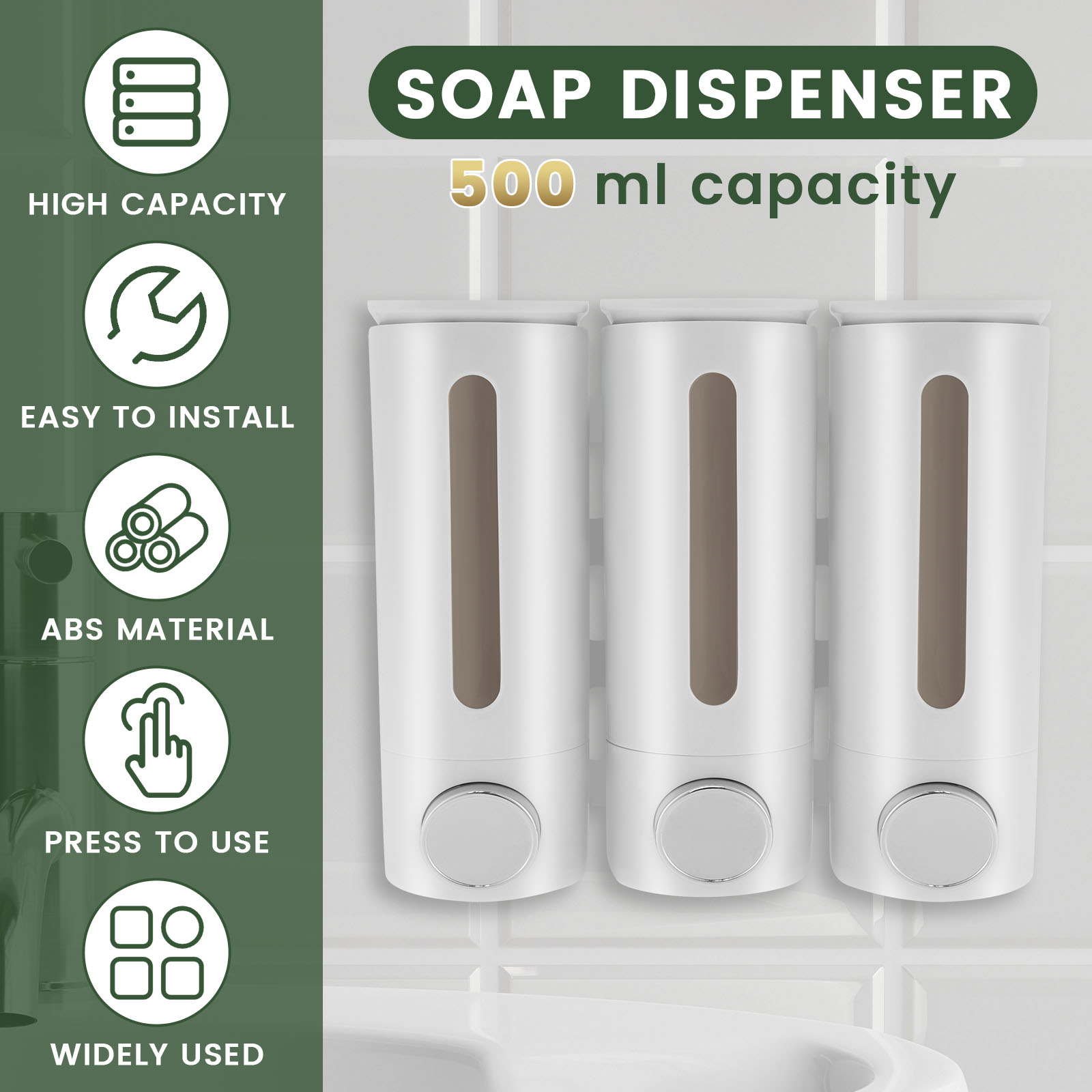 500ml 벽걸이형 욕실 액체 비누 디스펜서, 가정용  - Home Bathroom Wall Soap Dispenser 리뷰 및 가격